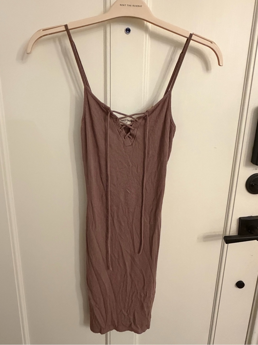 Bear Dance Ribbed Spaghetti Strap Dress in Mauve